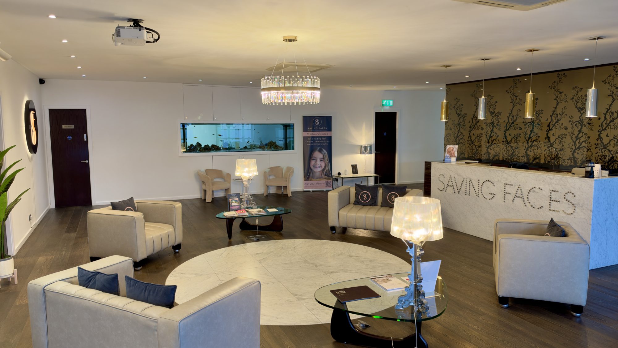 Reception at Saving Faces dental practice in Bootle, Liverpool
